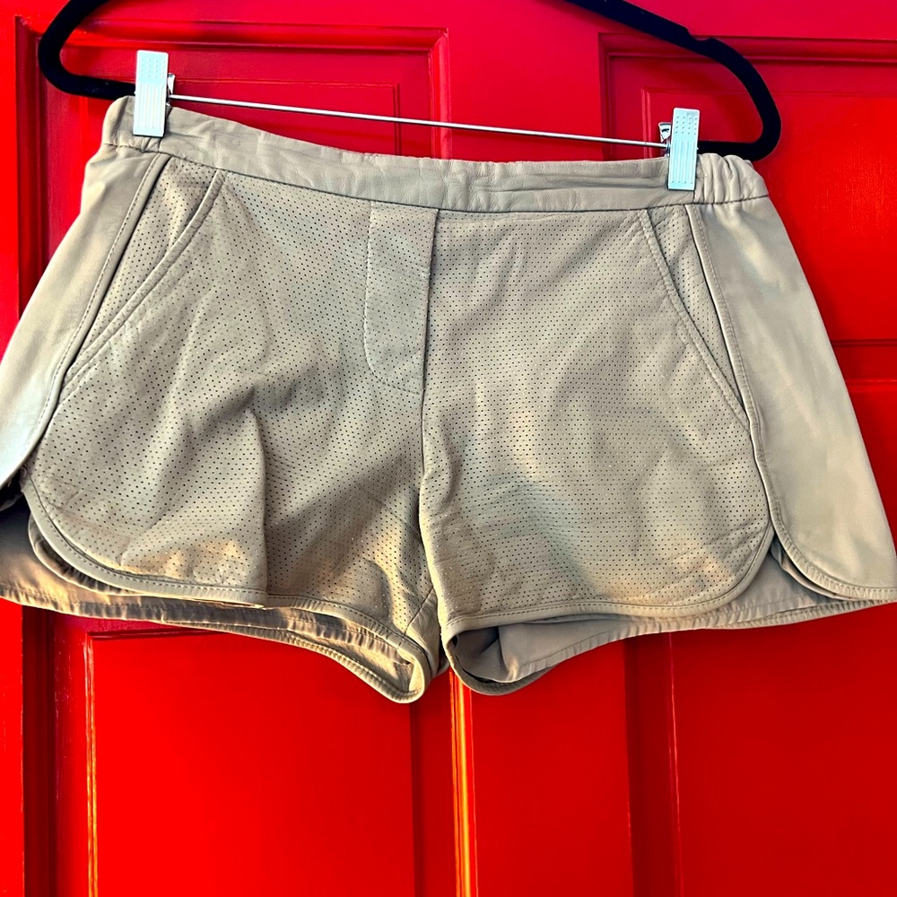 Trina Turk shorts size 4 Tan perforated leather